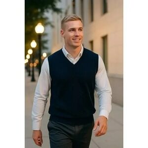 Club Room 100% Cashmere Sweater Vest V-Neck Mens XL Soft Black Preppy Ivy League